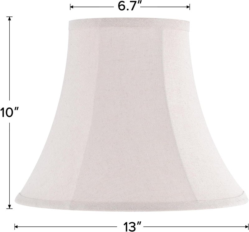 JERHOUS Beige Bell Lamp Shades Set of 2 Medium LampShade 6.7``Top x 13``Bottom x 10``High(Spider) Traditional Lamp shades for Table & Bedside Lamp - Hand Crafted Shade Replacement - Image 4